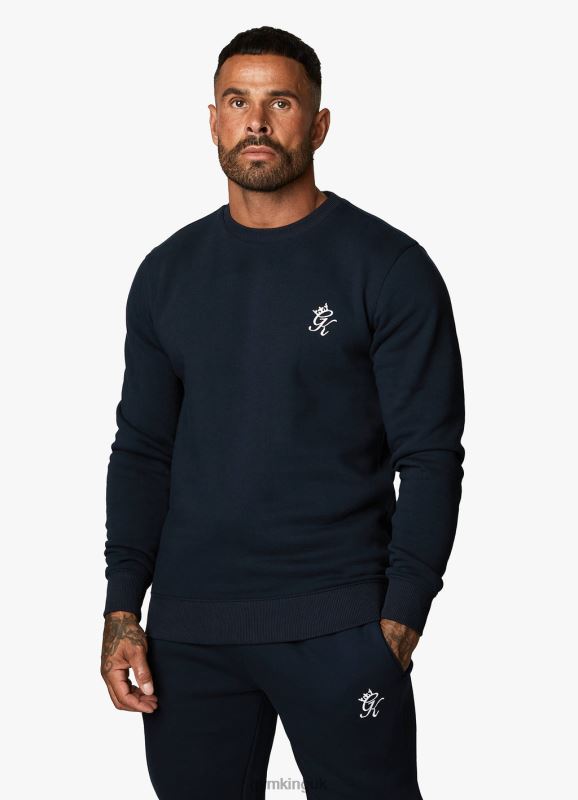 Gym King Fundamental Fleece Crew Navy Men Clothing J2PFB202