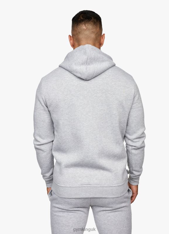 Gym King Fundamental Fleece Full Zip Hoodie Grey Marl Men Clothing J2PFB224