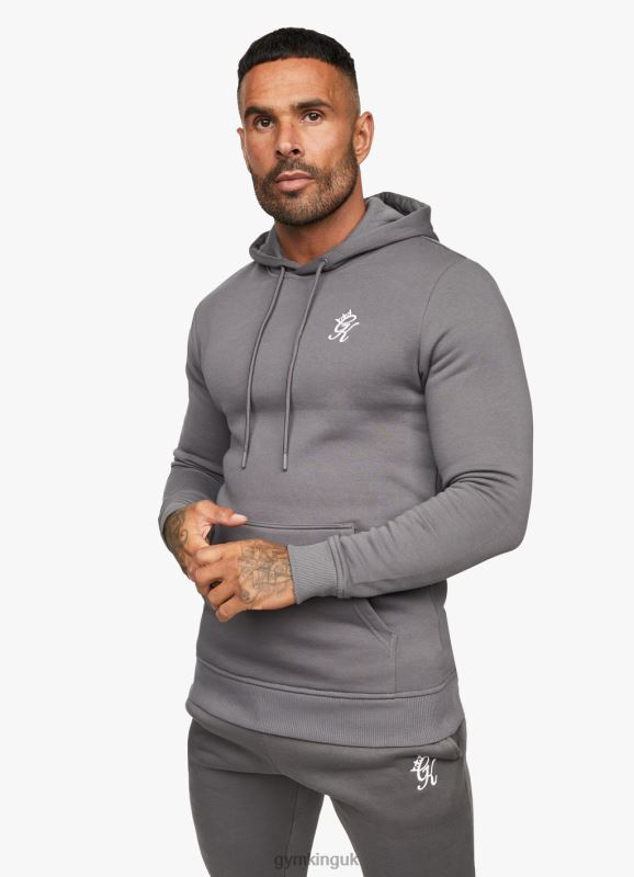 Gym King Fundamental Fleece Hood Dark Grey Men Clothing J2PFB226