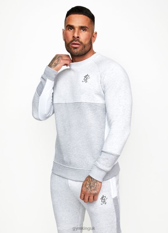 Gym King Minefield Crew Snow Marl/White/Light Grey Marl Men Clothing J2PFB228