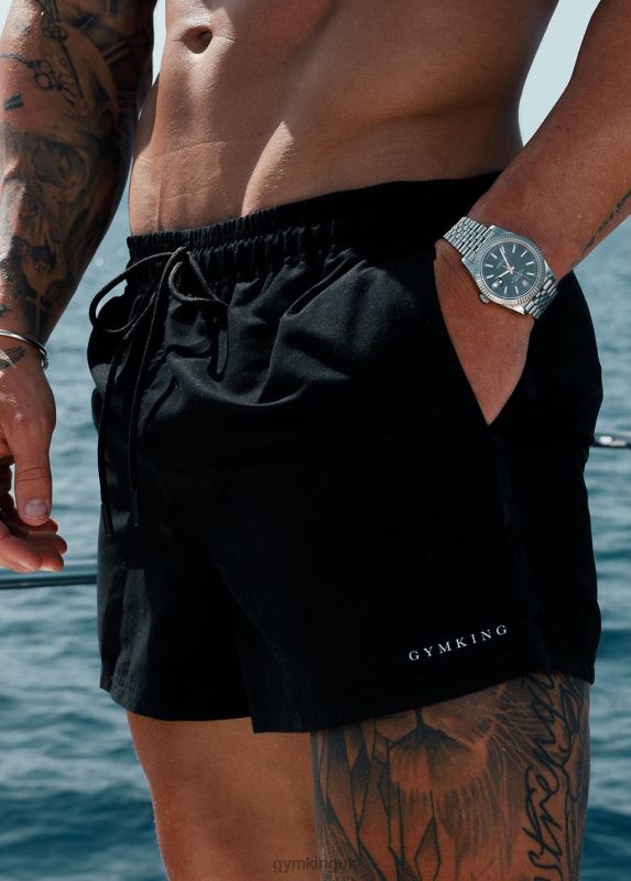 Gym King Linear Swim Short 4'' Black Men Clothing J2PFB160