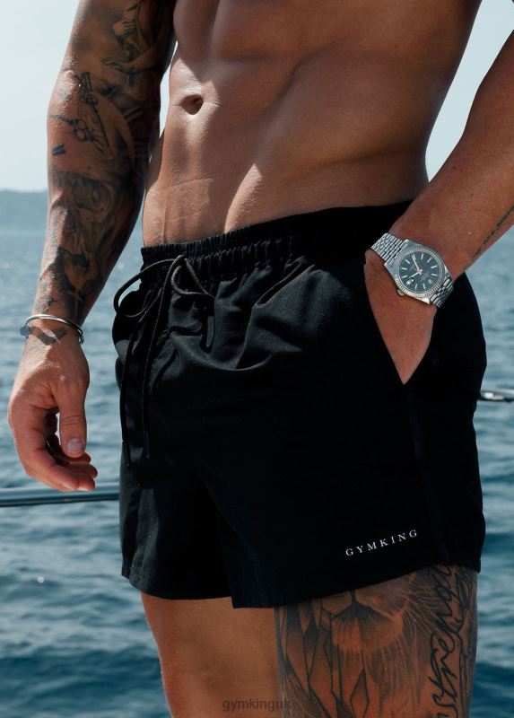 Gym King Linear Swim Short 4\'\' Black Men Clothing J2PFB160