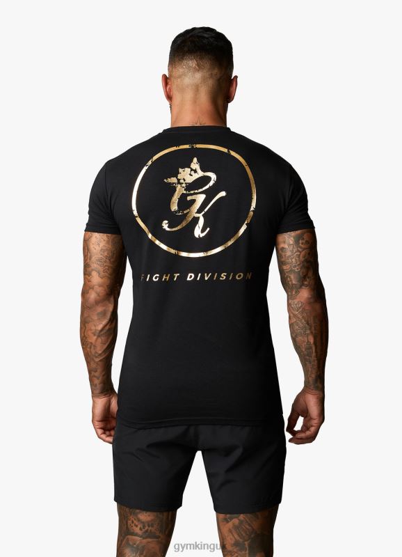 Gym King Believe Limited Edition Fight Division Tee Black/Gold Men Clothing J2PFB60