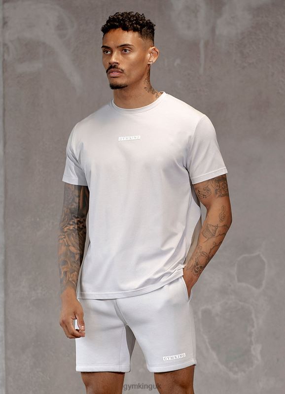 Gym King Box Logo Tee Light Grey Men Clothing J2PFB20