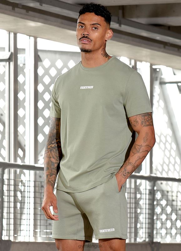 Gym King Box Logo Tee Soft Khaki Men Clothing J2PFB19