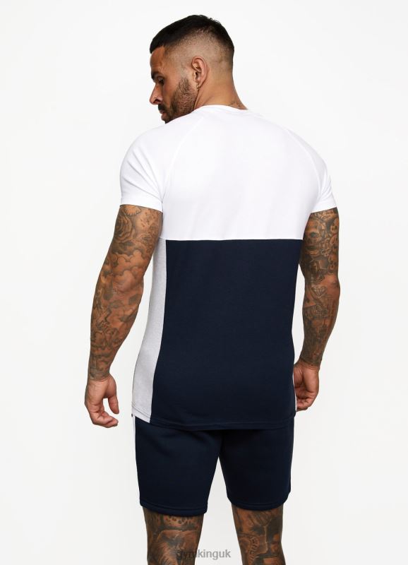 Gym King Contrast Panel T-shirt Navy/White Men Clothing J2PFB62