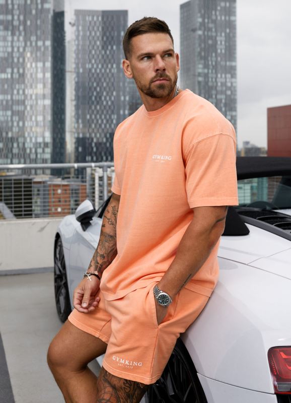 Gym King Est. Legacy Washed Tee Washed Coral Men Clothing J2PFB7