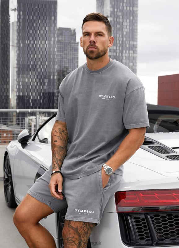 Gym King Est. Legacy Washed Tee Washed Grey Men Clothing J2PFB5