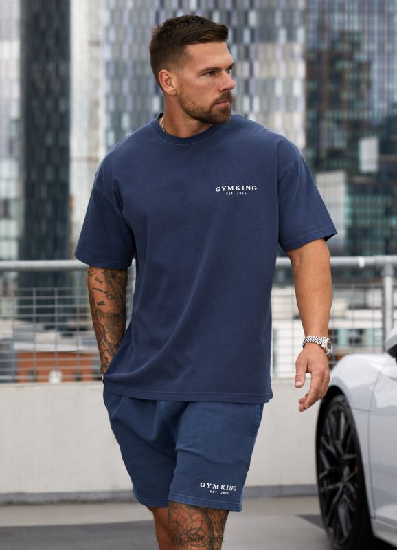 Gym King Est. Legacy Washed Tee Washed Indigo Men Clothing J2PFB8