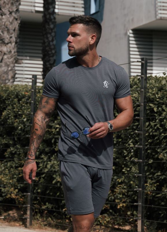 Gym King Fundamental Jersey Tee Dark Grey Men Clothing J2PFB78