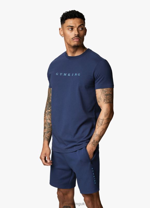 Gym King Linear Print Tee Moonlight Blue Men Clothing J2PFB37
