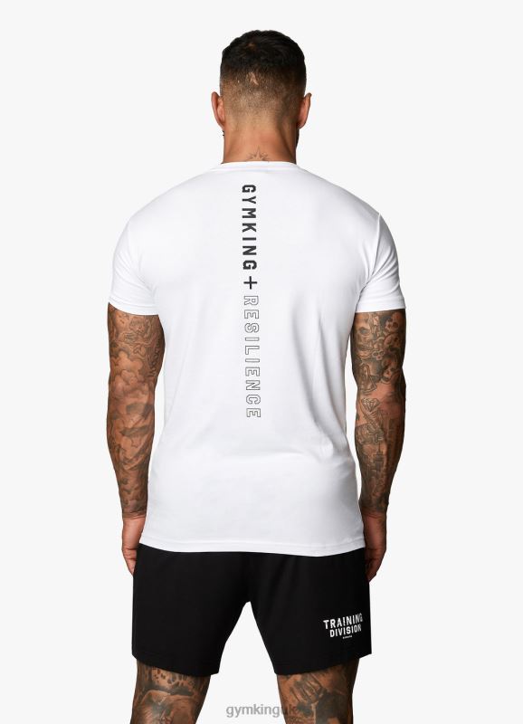 Gym King Resilience Tee White/Black Men Clothing J2PFB40