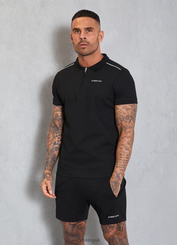 Gym King Signature Knit Polo Black Men Clothing J2PFB70