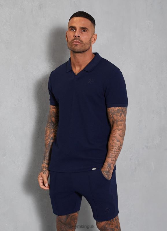 Gym King Signature Texture Polo Navy Men Clothing J2PFB67