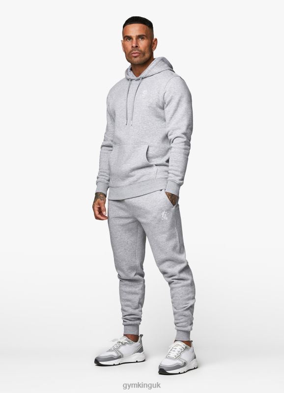 Gym King Fundamental Fleece Hood Tracksuit Grey Marl Men Clothing J2PFB244