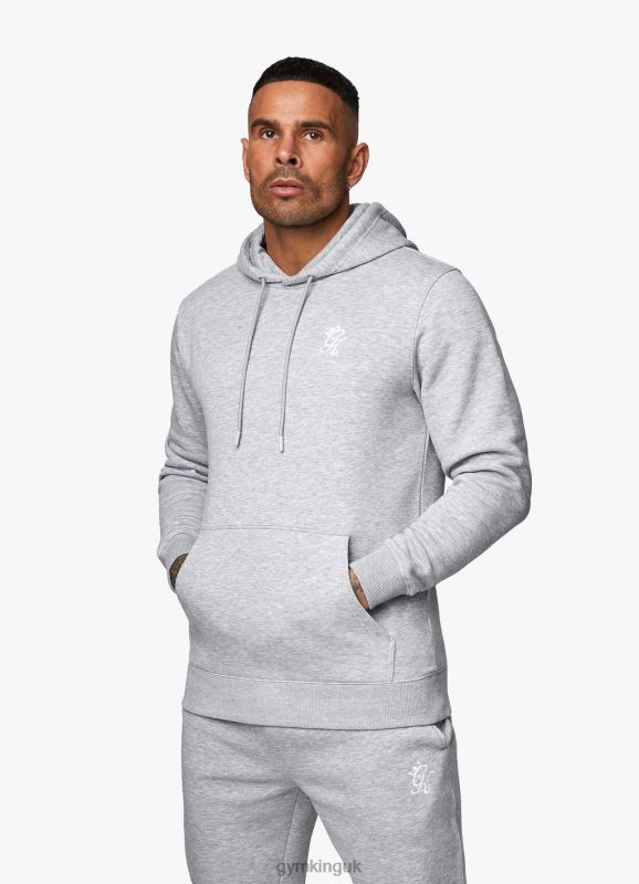 Gym King Fundamental Fleece Hood Tracksuit Grey Marl Men Clothing J2PFB244