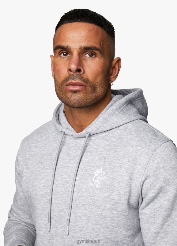 Gym King Fundamental Fleece Hood Tracksuit Grey Marl Men Clothing J2PFB244