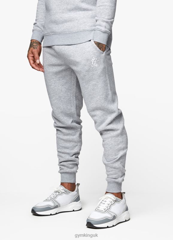 Gym King Fundamental Fleece Hood Tracksuit Grey Marl Men Clothing J2PFB244