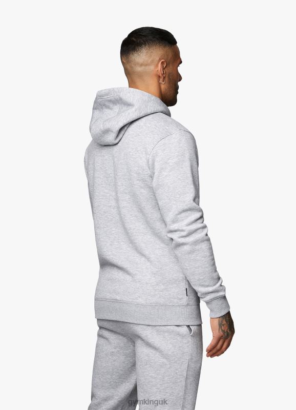 Gym King Fundamental Fleece Hood Tracksuit Grey Marl Men Clothing J2PFB244
