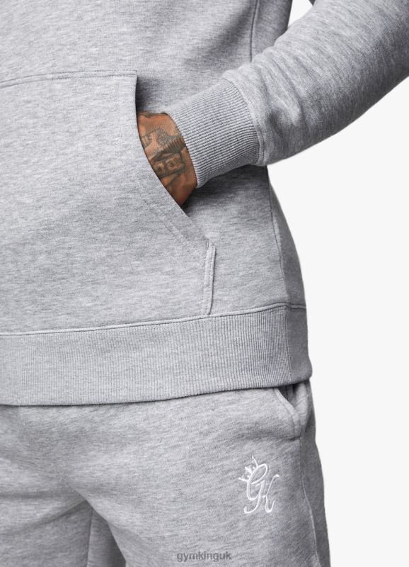 Gym King Fundamental Fleece Hood Tracksuit Grey Marl Men Clothing J2PFB244