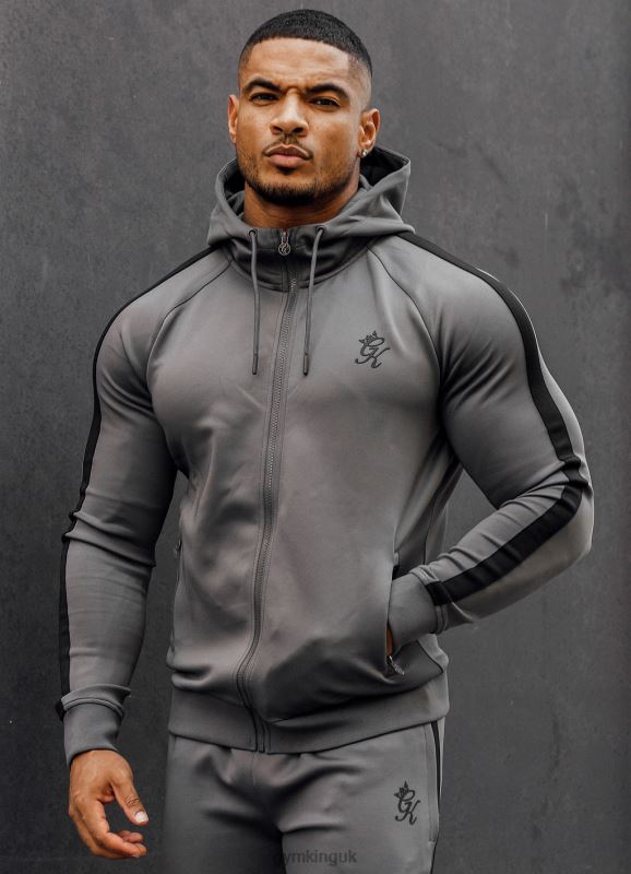 Gym King Poly Tracksuit Top Dark Grey/Black Men Clothing J2PFB262