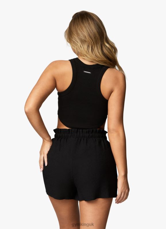 Gym King Curved Hem Rib Vest Black Women Clothing J2PFB393
