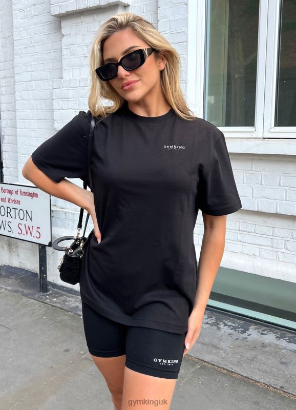 Gym King Established Boyfriend Tee Black/White Women Clothing J2PFB355