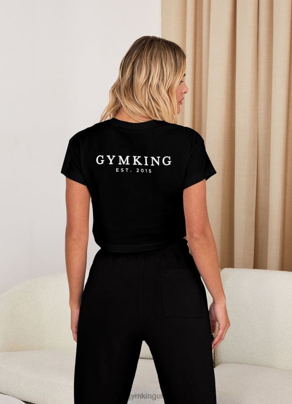 Gym King Established Cap Sleeve Tee Black/White Women Clothing J2PFB368
