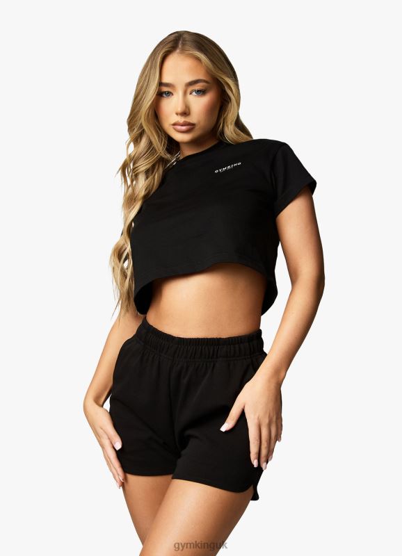 Gym King Established Cap Sleeve Tee Black/White Women Clothing J2PFB368