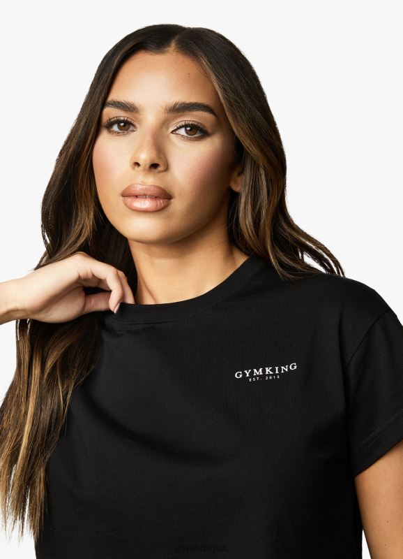 Gym King Established Cap Sleeve Tee Black/White Women Clothing J2PFB368