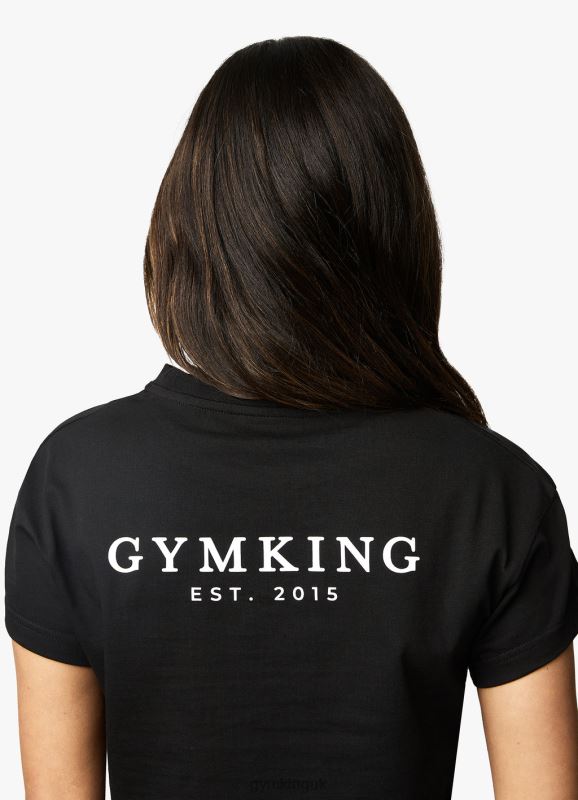 Gym King Established Cap Sleeve Tee Black/White Women Clothing J2PFB368