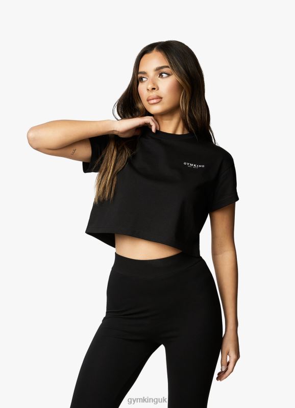 Gym King Established Cap Sleeve Tee Black/White Women Clothing J2PFB368