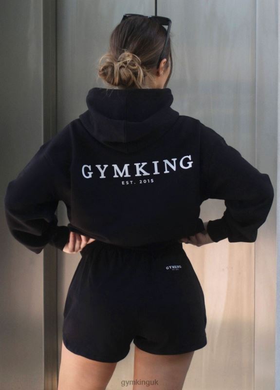 Gym King Established Jersey Short Black/White Women Clothing J2PFB358