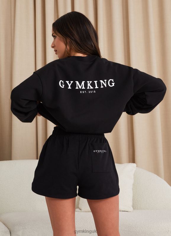 Gym King Established Jersey Short Black/White Women Clothing J2PFB358