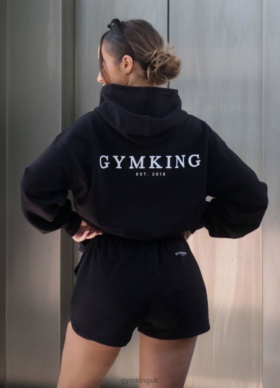 Gym King Established Relaxed Fit Hood Black/White Women Clothing J2PFB357