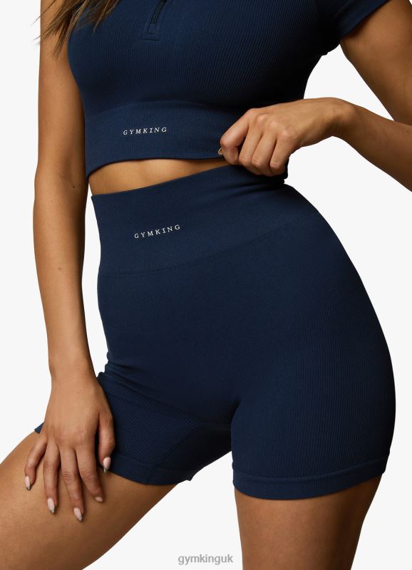 Gym King Formation Rib 2.0 4\'\' Short Oxford Blue Women Clothing J2PFB370