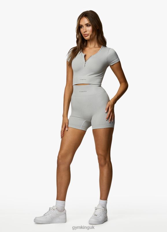 Gym King Formation Rib 2.0 4\'\' Short Snow Marl Women Clothing J2PFB372
