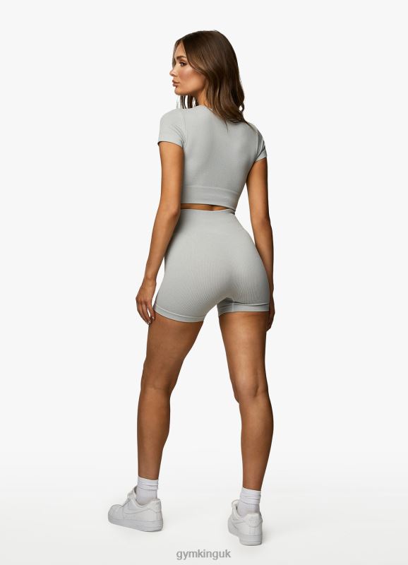 Gym King Formation Rib 2.0 4\'\' Short Snow Marl Women Clothing J2PFB372