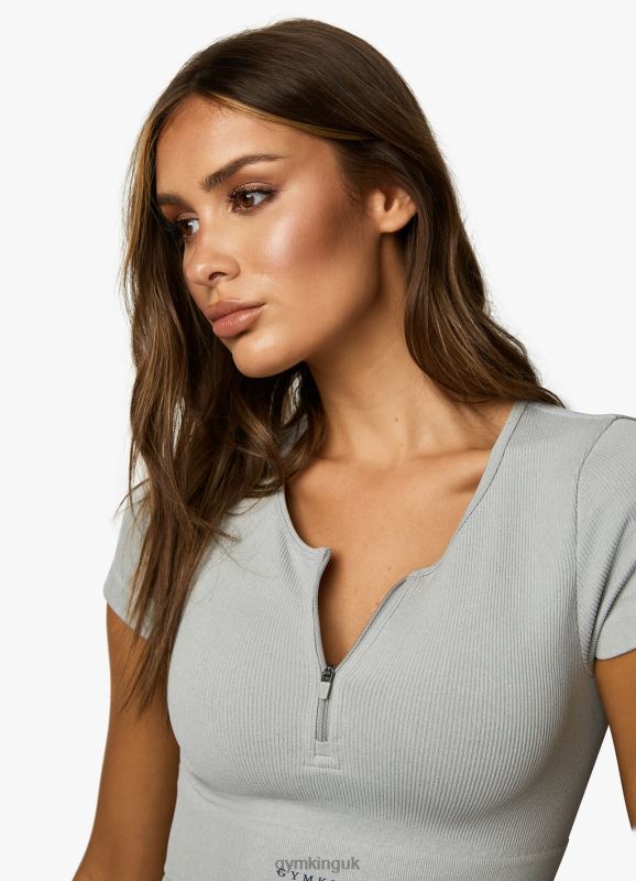 Gym King Formation Rib 2.0 SS Crop Snow Marl Women Clothing J2PFB371