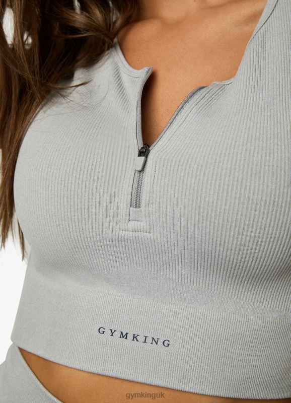 Gym King Formation Rib 2.0 SS Crop Snow Marl Women Clothing J2PFB371