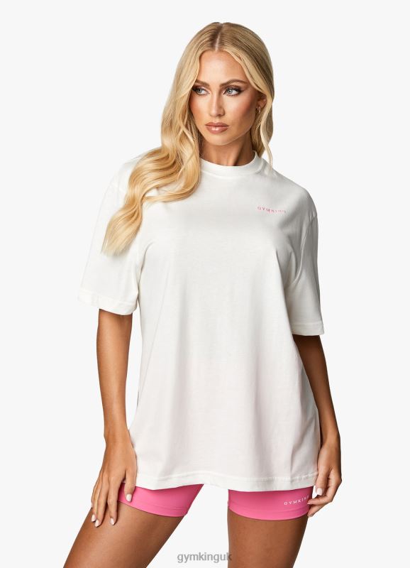 Gym King Malibu Oversized BF Tee Cream/Paradise Pink Women Clothing J2PFB343