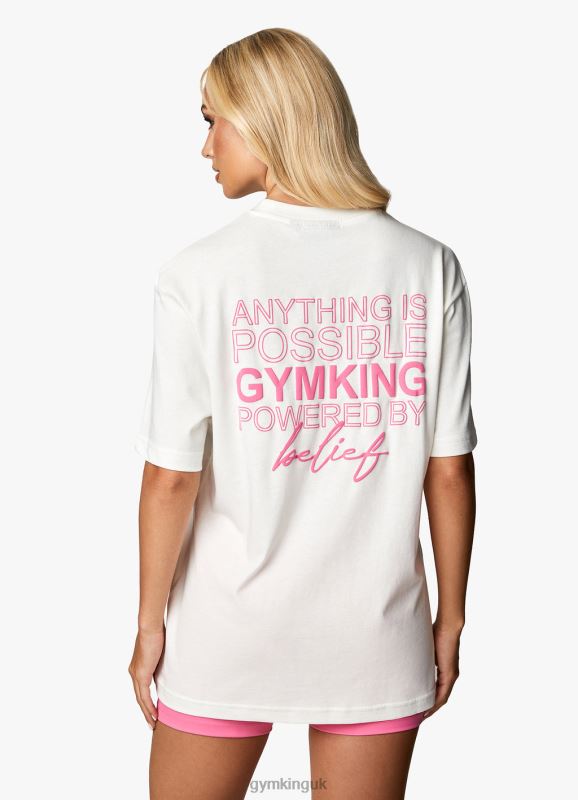 Gym King Malibu Oversized BF Tee Cream/Paradise Pink Women Clothing J2PFB343