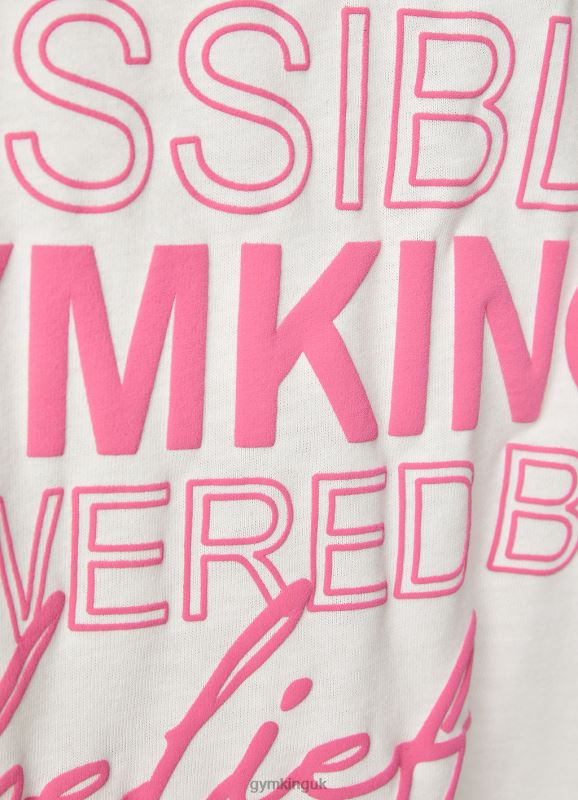 Gym King Malibu Oversized BF Tee Cream/Paradise Pink Women Clothing J2PFB343