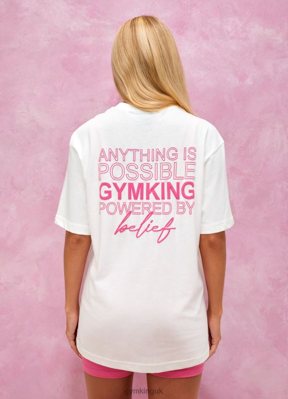 Gym King Malibu Oversized BF Tee Cream/Paradise Pink Women Clothing J2PFB343