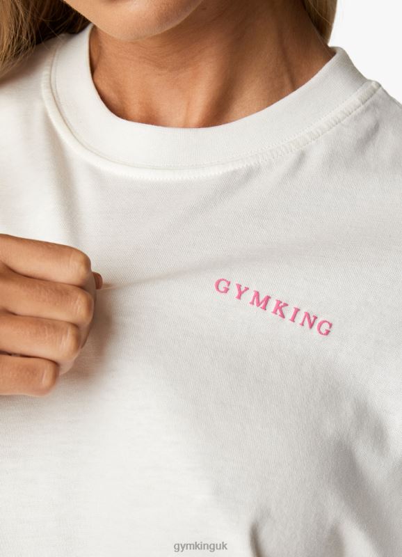 Gym King Malibu Oversized BF Tee Cream/Paradise Pink Women Clothing J2PFB343