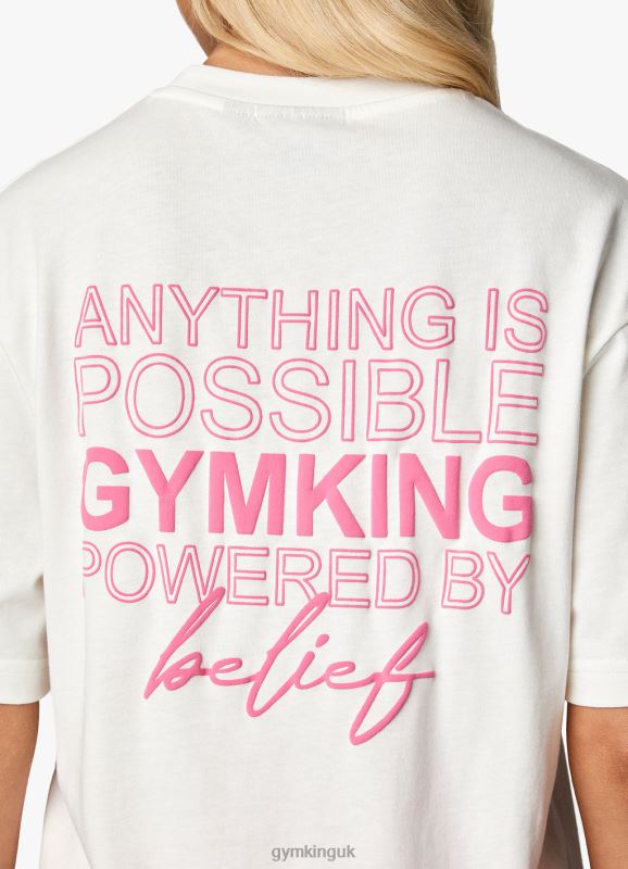 Gym King Malibu Oversized BF Tee Cream/Paradise Pink Women Clothing J2PFB343