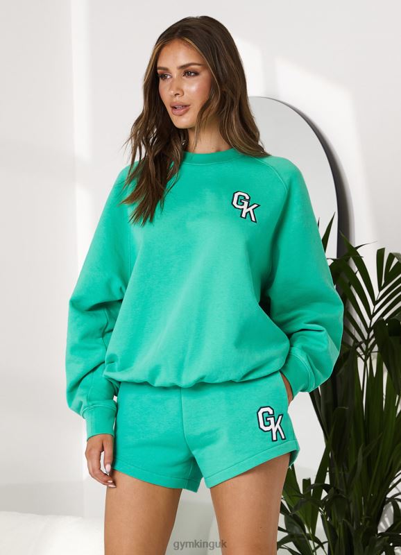 Gym King Varsity Oversized Crew Jade Green Women Clothing J2PFB383