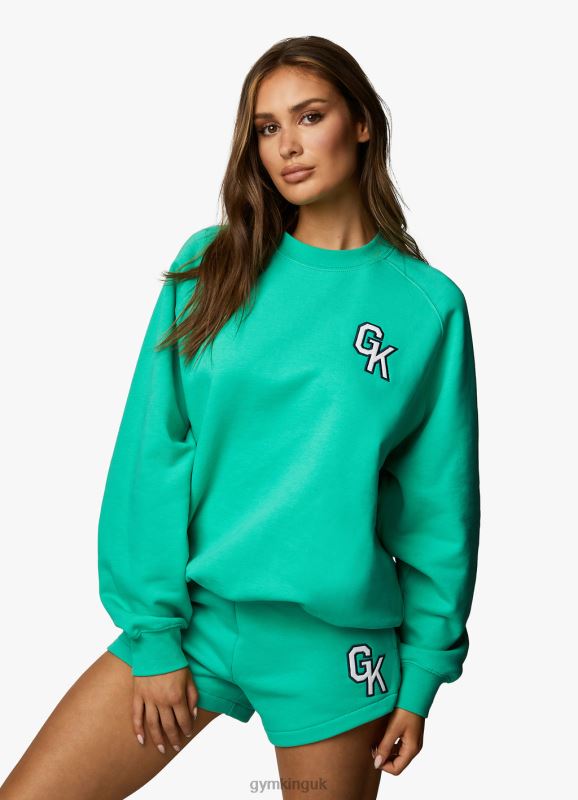 Gym King Varsity Oversized Crew Jade Green Women Clothing J2PFB383