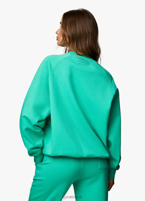 Gym King Varsity Oversized Crew Jade Green Women Clothing J2PFB383