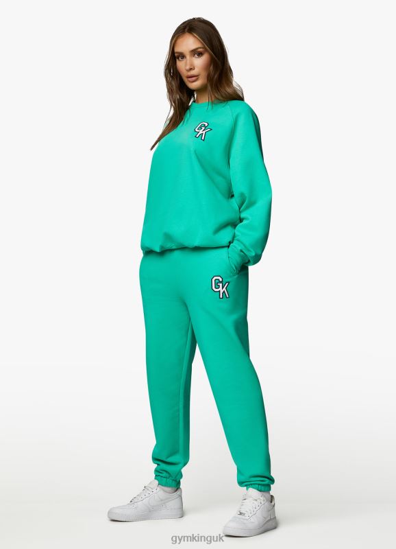 Gym King Varsity Oversized Crew Jade Green Women Clothing J2PFB383